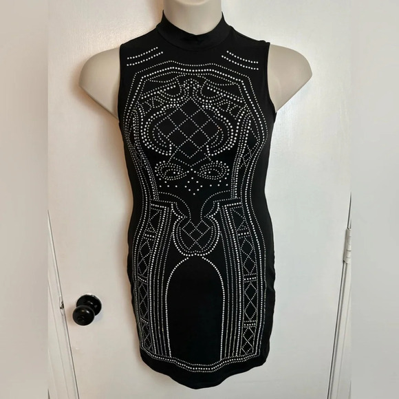 Say What? Embellished Black Body Con Dress  Size Small #1407 - Picture 4 of 12